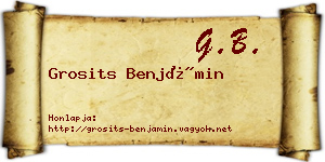 Grosits Benjámin névjegykártya
